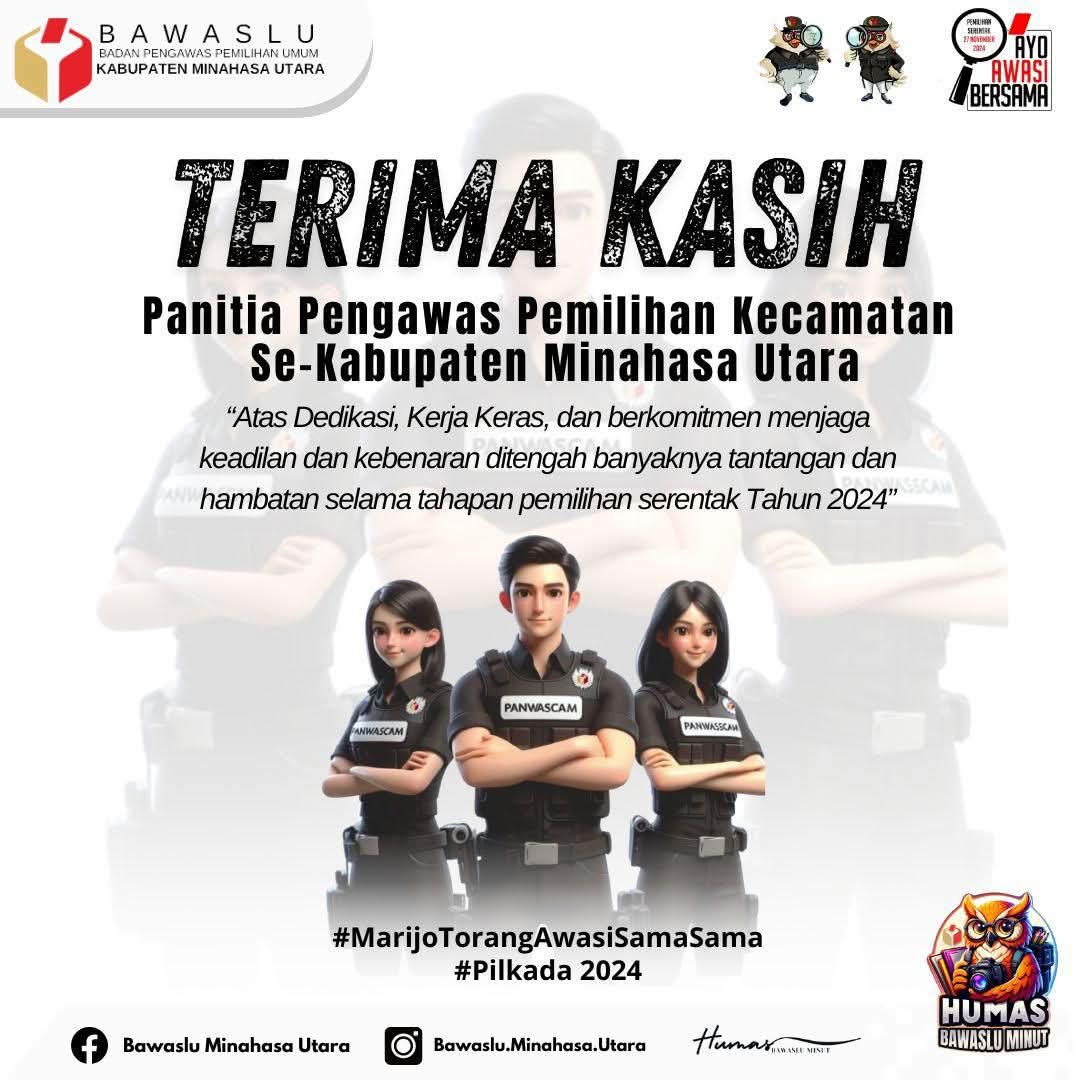 Bawaslu Minut Berikan Apreseasi Kepada Panwascam, PKD dan PTPS Atas Dedikasinya Mengawal Pilkada 2024