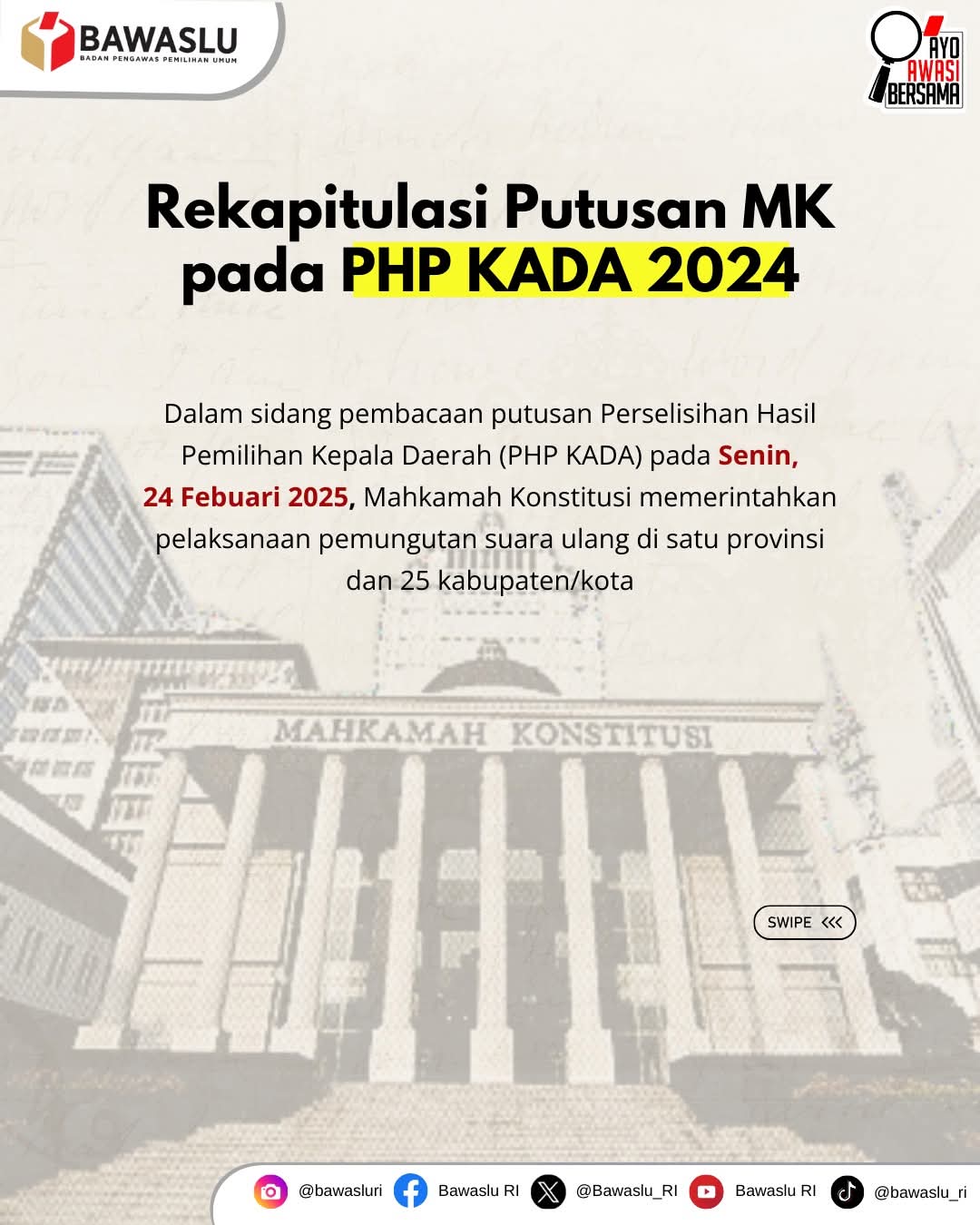 Bawaslu Minahasa Utara Merilis Rekapitulasi Hasil Putusan MK Soal PHP Kepala Daerah Tahun 2024